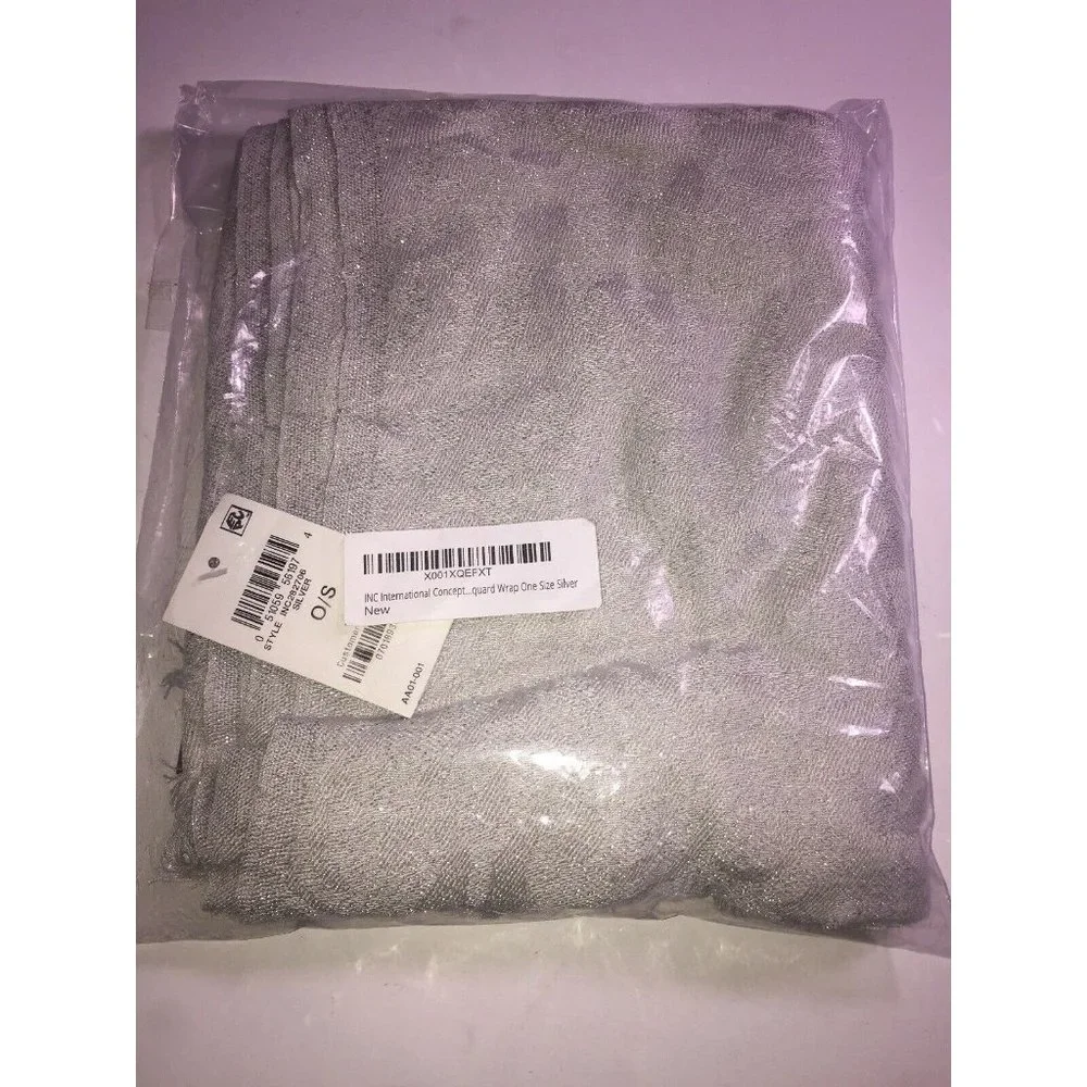 Inc International Concepts Brocade Jacquard Wrap in Silver